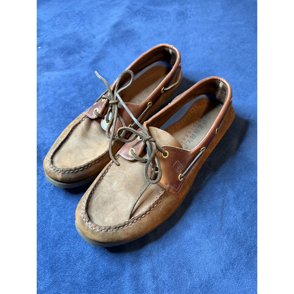 Mens Sperry Authentic Original 2-Eye Boat Shoes Brown Leather 13W Top Sider